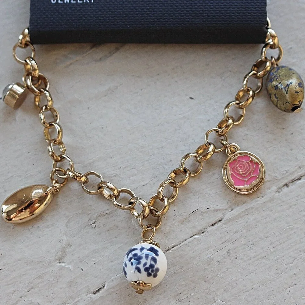 Costume Jewelry Bundle- Free Press - Charm Bracelet, Beaded Loop (Oscar Style)+